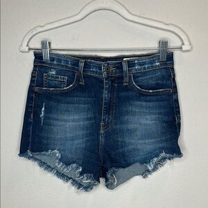 Classic Blue Frayed Hem Jean Shorts